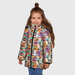 Куртка зимняя для девочки Кошка, яблоко и сердце, цвет: 3D-светло-серый — фото 2