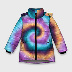 Зимняя куртка для девочки Сине-фиолетовый тай дай