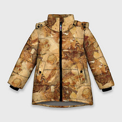 Куртка зимняя для девочки Натуральные древесные стружки опилки, цвет: 3D-светло-серый