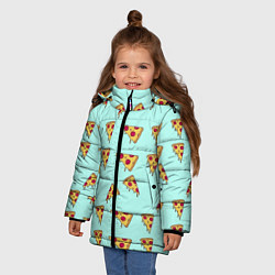 Куртка зимняя для девочки Куски пиццы на голубом фоне, цвет: 3D-светло-серый — фото 2