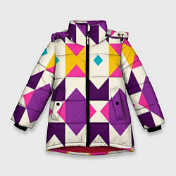 Куртка зимняя для девочки Геометрический цветной орнамент, цвет: 3D-красный