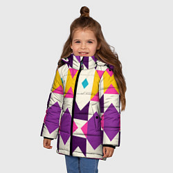 Куртка зимняя для девочки Геометрический цветной орнамент, цвет: 3D-красный — фото 2