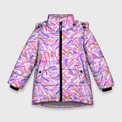 Куртка зимняя для девочки Лиловые колючки акварель, цвет: 3D-светло-серый