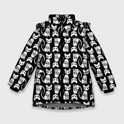 Зимняя куртка для девочки Скелет кошки - Halloween pattern