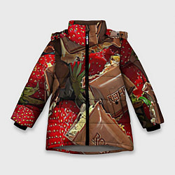 Куртка зимняя для девочки Клубника и шоколад Рошен, цвет: 3D-светло-серый