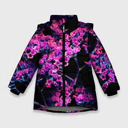 Куртка зимняя для девочки Цветочки арт, цвет: 3D-светло-серый