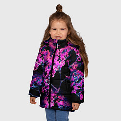 Куртка зимняя для девочки Цветочки арт, цвет: 3D-светло-серый — фото 2