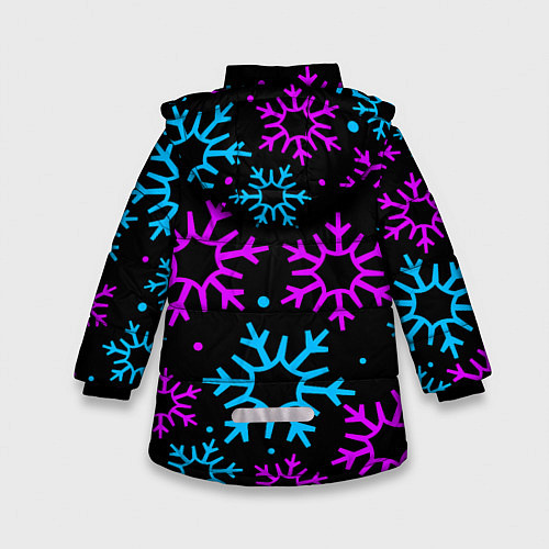 Зимняя куртка для девочки Неоновые снежинки / 3D-Черный – фото 2