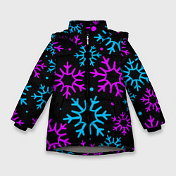 Зимняя куртка для девочки Неоновые снежинки