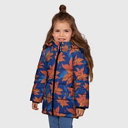 Куртка зимняя для девочки Осенние абстрактные цветы, цвет: 3D-светло-серый — фото 2