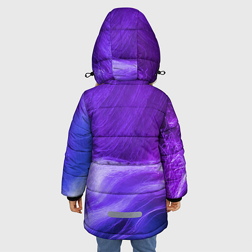 Зимняя куртка для девочки Неоновые волны / 3D-Светло-серый – фото 4