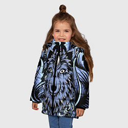 Куртка зимняя для девочки Изображение волка, цвет: 3D-черный — фото 2