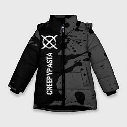 Зимняя куртка для девочки CreepyPasta glitch на темном фоне: по-вертикали
