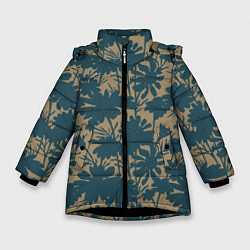 Куртка зимняя для девочки Цветочный камуфляж, цвет: 3D-черный