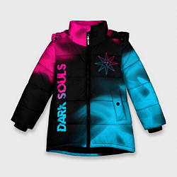 Зимняя куртка для девочки Dark Souls - neon gradient: надпись, символ