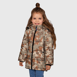 Куртка зимняя для девочки Цифровой камуфляж - серо-коричневый, цвет: 3D-красный — фото 2