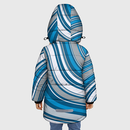 Зимняя куртка для девочки Волнистые полосы - текстура / 3D-Красный – фото 4