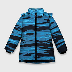 Куртка зимняя для девочки Волны Камуфляж, цвет: 3D-черный