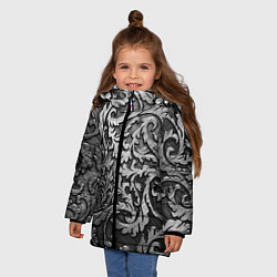 Куртка зимняя для девочки Стальные узоры, цвет: 3D-светло-серый — фото 2