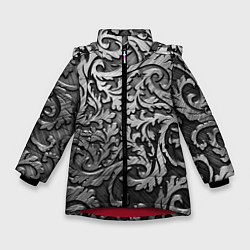 Куртка зимняя для девочки Стальные узоры, цвет: 3D-красный