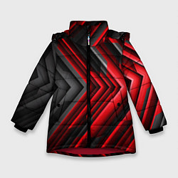 Куртка зимняя для девочки Чёрно-красный паркет графика, цвет: 3D-красный