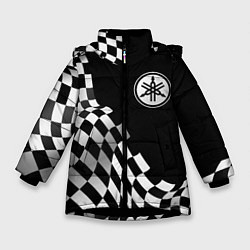 Куртка зимняя для девочки Yamaha racing flag, цвет: 3D-черный