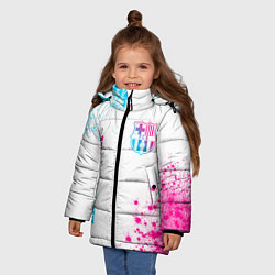 Куртка зимняя для девочки Barcelona neon gradient style: надпись, символ, цвет: 3D-черный — фото 2