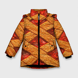Куртка зимняя для девочки Сладкий вишневый пирог, цвет: 3D-черный