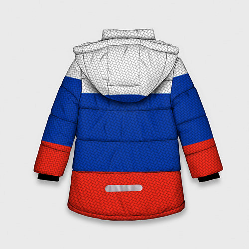 Зимняя куртка для девочки Триколор - флаг России плетёный / 3D-Черный – фото 2
