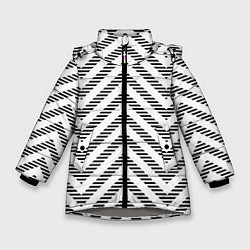 Куртка зимняя для девочки Паттерн ломанных линий, цвет: 3D-светло-серый