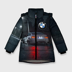 Куртка зимняя для девочки Крутая бэха на ночной трассе, цвет: 3D-светло-серый