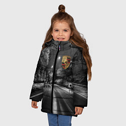 Куртка зимняя для девочки Порше - зимняя дорога, цвет: 3D-светло-серый — фото 2