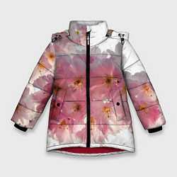 Куртка зимняя для девочки Нежно розовая сакура, цвет: 3D-красный