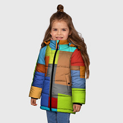 Куртка зимняя для девочки Разноцветные кубы, цвет: 3D-светло-серый — фото 2