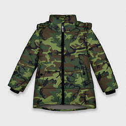 Зимняя куртка для девочки Камуфляж лес - мелкий