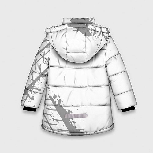 Зимняя куртка для девочки Exeed speed на светлом фоне со следами шин: надпис / 3D-Черный – фото 2
