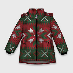 Куртка зимняя для девочки Вязаный орнамент, цвет: 3D-светло-серый