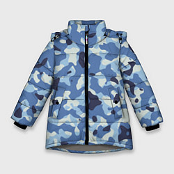 Зимняя куртка для девочки Камуфляж ВМФ цифра крупный