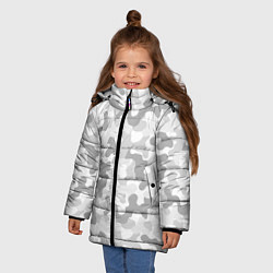 Куртка зимняя для девочки Камуфляж цифра светло-серый крупный, цвет: 3D-светло-серый — фото 2