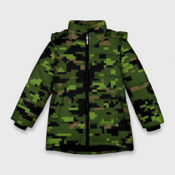 Зимняя куртка для девочки Камуфляж лесной пиксель