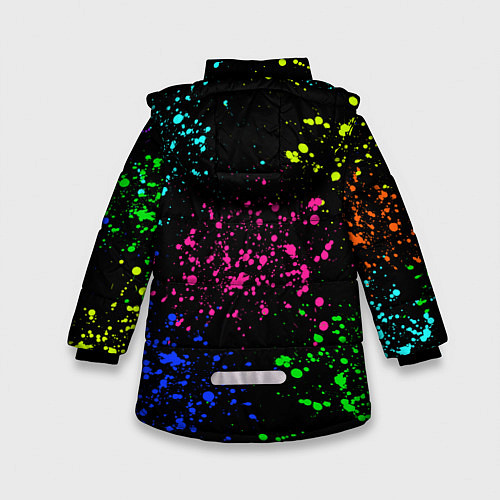 Зимняя куртка для девочки Брызги неоновых красок / 3D-Черный – фото 2