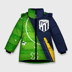 Куртка зимняя для девочки Atletico Madrid football field, цвет: 3D-черный