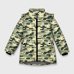 Куртка зимняя для девочки Камуфляж танковый мелкий, цвет: 3D-светло-серый
