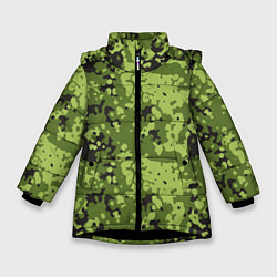 Куртка зимняя для девочки Камуфляж M-84, цвет: 3D-черный