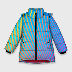 Куртка зимняя для девочки Абстрактные линии, цвет: 3D-красный