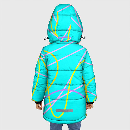 Зимняя куртка для девочки Волнистые линии / 3D-Светло-серый – фото 4