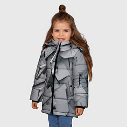 Куртка зимняя для девочки Металлическая хаотичная броня, цвет: 3D-красный — фото 2