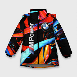 Куртка зимняя для девочки BMW M Power - Germany, цвет: 3D-светло-серый
