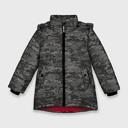 Зимняя куртка для девочки Камуфляж AOR-2 серый пиксель
