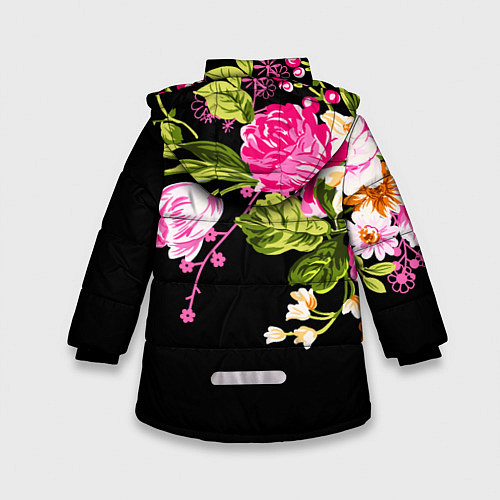 Зимняя куртка для девочки Букет цветов / 3D-Красный – фото 2